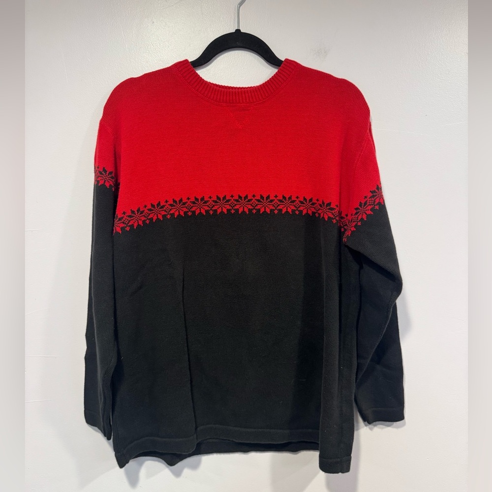 Vintage Snowflake red and black Eddie Bauer winter sweater